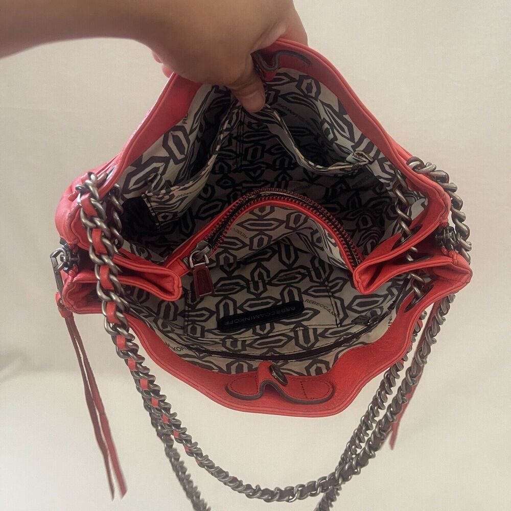 Rebecca Minkoff Swing Chain Orange Persimmon Leather Shoulder Bag - Picture 7 of 16